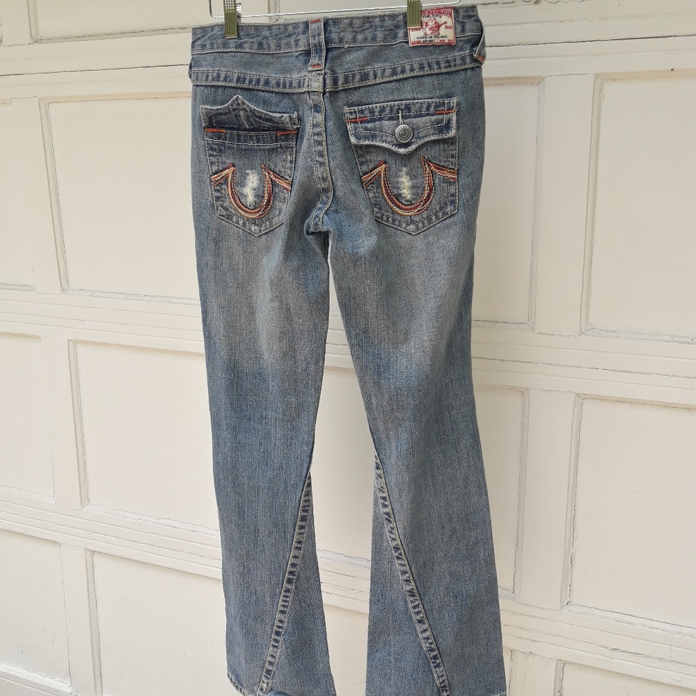 Vintage True Religion Jeans Rainbow Embroidered Bell Bottom All Cotton Flared 28 - Picture 7 of 16